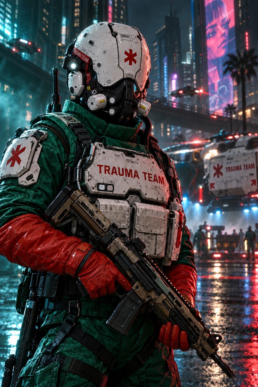 Специалист охраны Trauma Team в полной экипировке