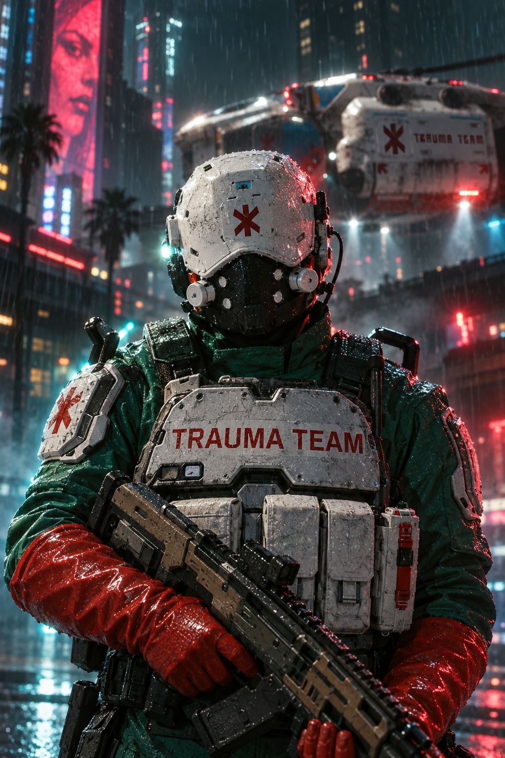 Специалист охраны Trauma Team с винтовкой
